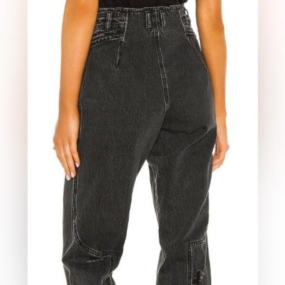 Retrofete Miriam pant jogger high waist denim onyx balloon fit distressed 28 - Picture 4 of 13